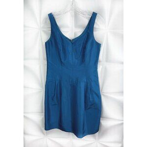 Rickie Freeman Teri Jon Sz 4 Turquoise Blue SILK Formal Sheath Dress Sweetheart